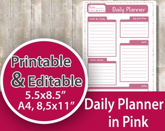 daily planner a4 daily planner editable 2017 daily planner etsy