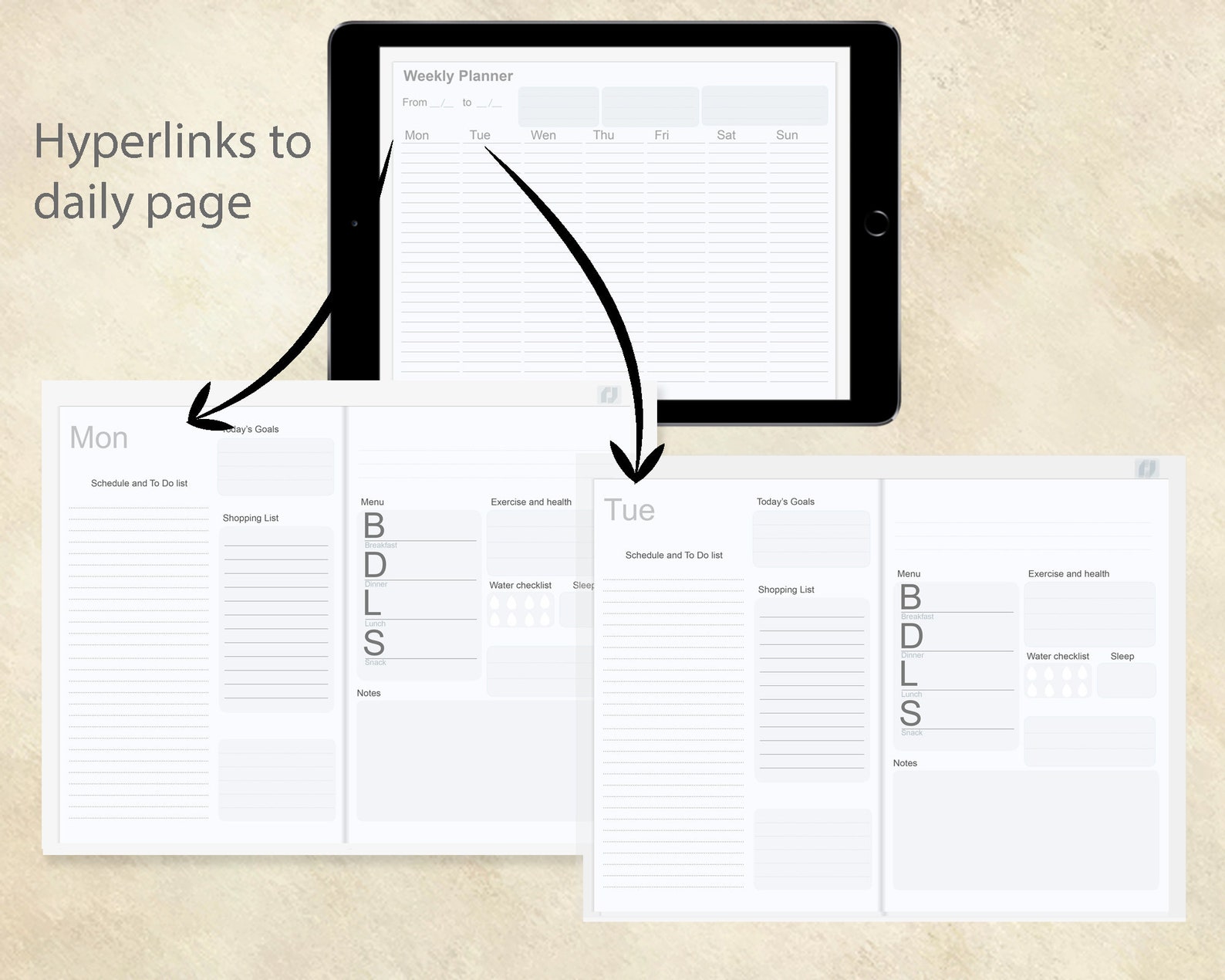 Weekly undated digital planner minimalist Interactive PDF Etsy