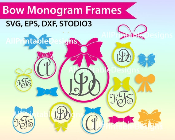 Download Bow Svg Bow Monogram Frames Svg Bow Monogram Svg Cut Files Etsy