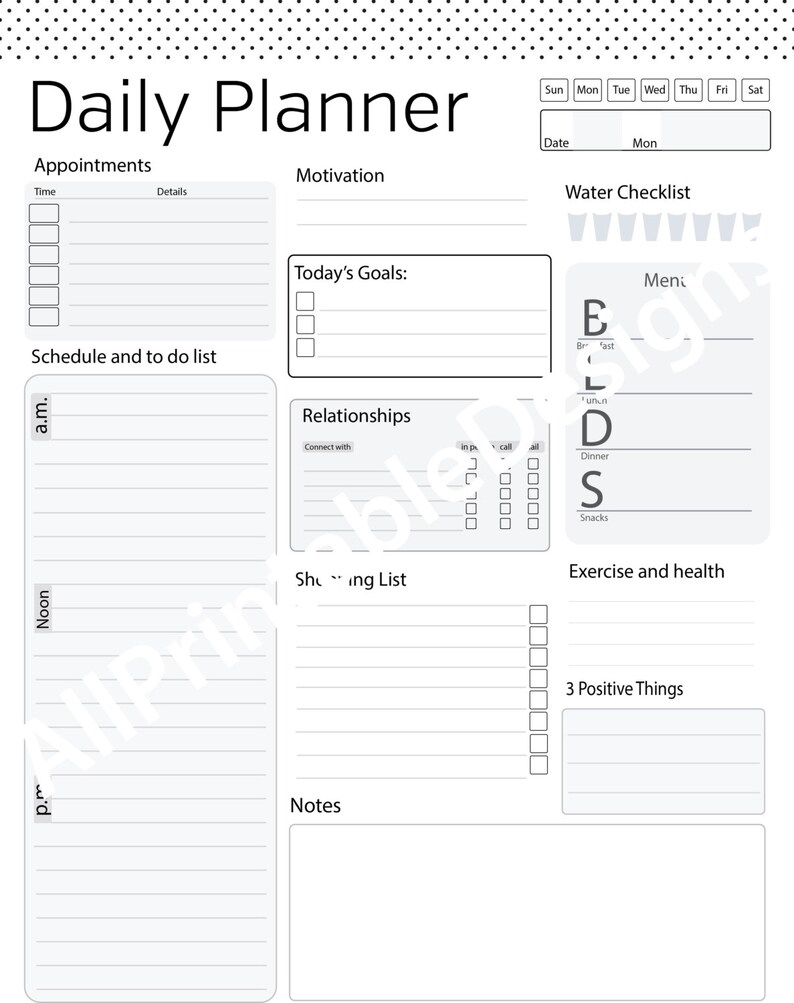 daily planner a4 daily planner editable daily planner etsy