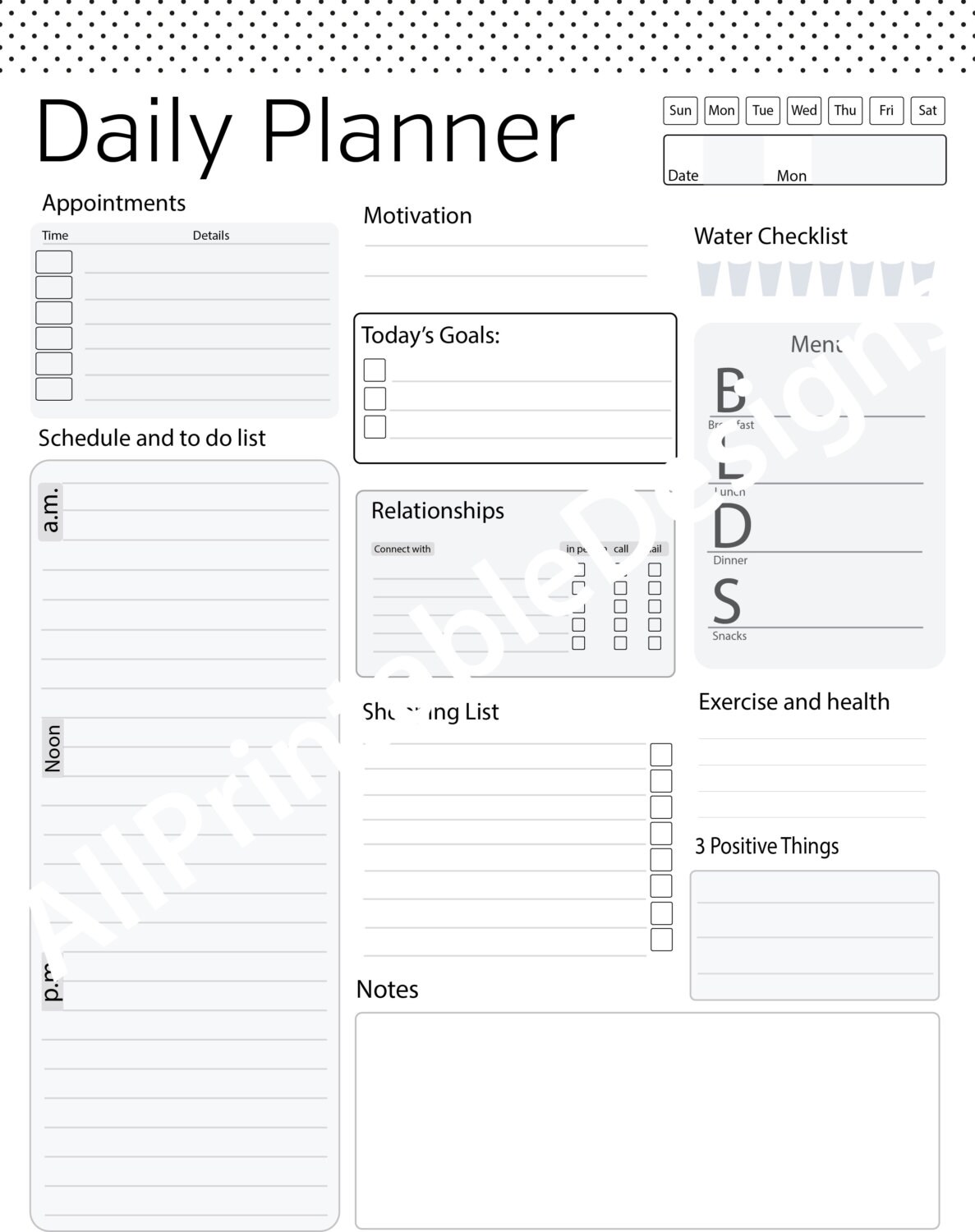 Daily Planner A4 Daily Planner Editable Daily Planner Etsy