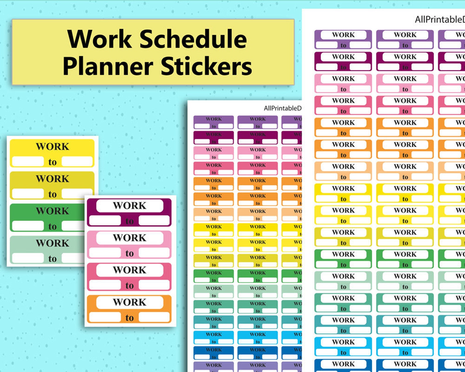Work Schedule Sticker Printables Work Schedule Boxes | Etsy