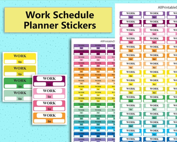 work schedule sticker printables work schedule boxes etsy