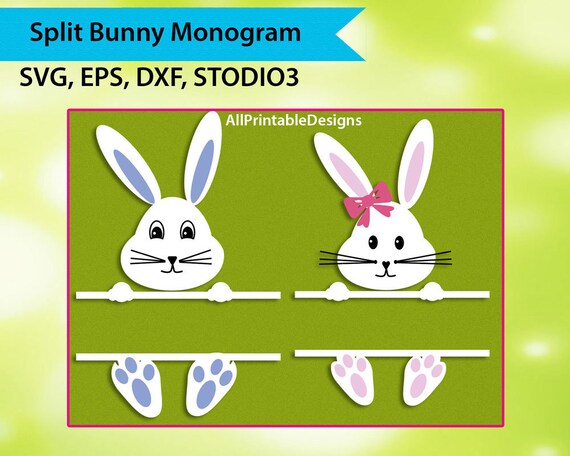 Easter Bunny Svg Split Bunny Monogram Easter Bunny Monogram Etsy