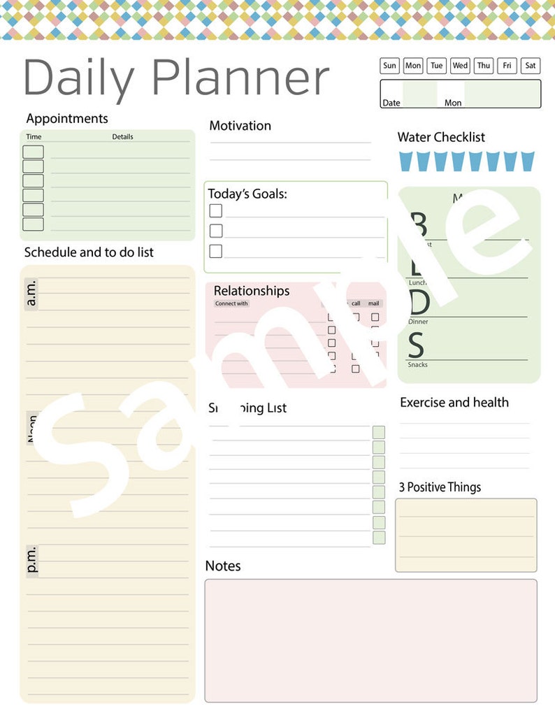 Day planner Printable Daily Planner Editable Daily Organizer Etsy