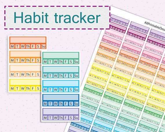 printable headers planner stickers habit tracker stickers etsy