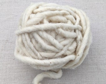 Bulky Yarn for Weaving, Textile & Fiber Art, Chunky Handspun Undyed White