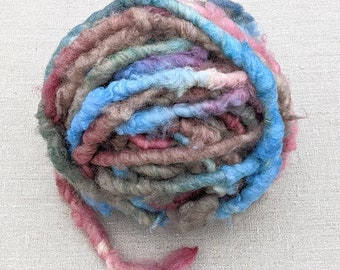 Super Bulky Art Yarn for Weaving and Fiber Art, Blue Pink Wool