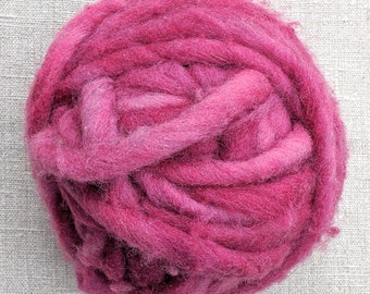 Naturally Dyed Pink Yarn for Weaving, Textile & Fiber Art, Bulky Hand Spun