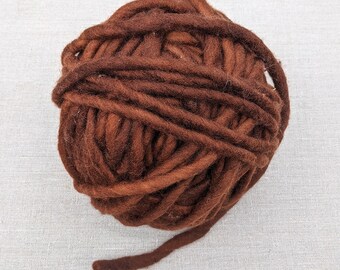 Bulky Yarn for Weaving, Textile & Fiber Art, Chunky Hand Spun Brown