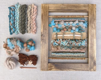 Large Weaving Loom Kit: Learn to Weave a Wall Hanging, Seaside Colours