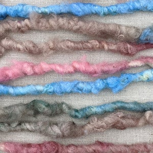 Super Bulky Art Yarn for Weaving and Fiber Art, Blue Pink Wool image 3