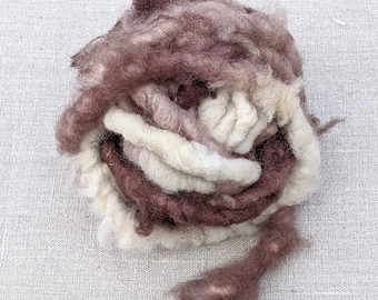 Super Bulky Hand Spun Yarn for Weaving, Brown White Yarn