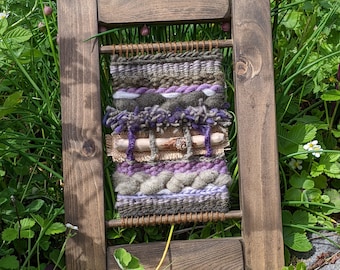 Weaving Kit: Learn to Weave Beginners Craft Kit, Purple and Green Yarns