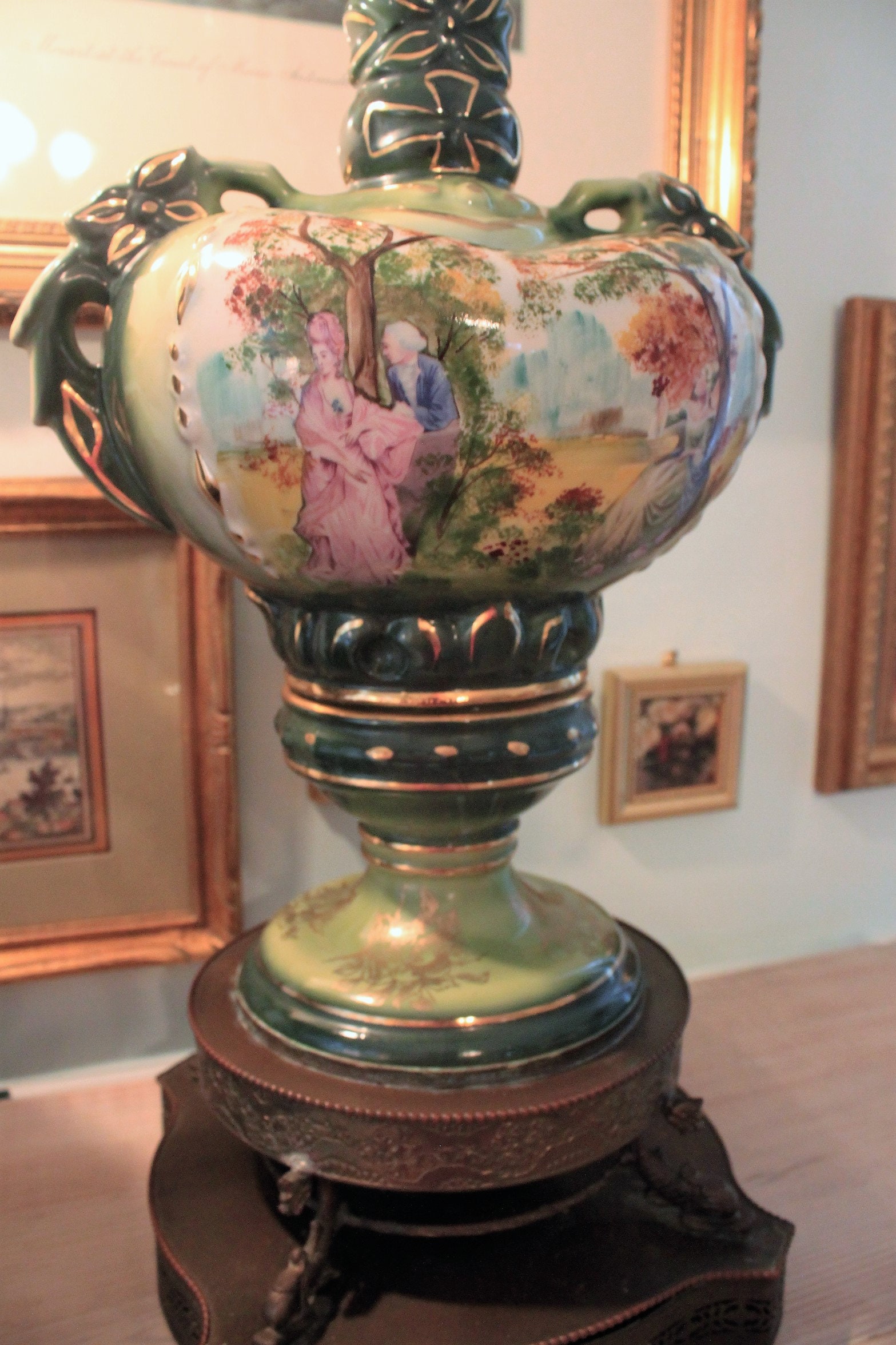 Vintage and Martha Washington Porcelain Hand painted Table Lamps