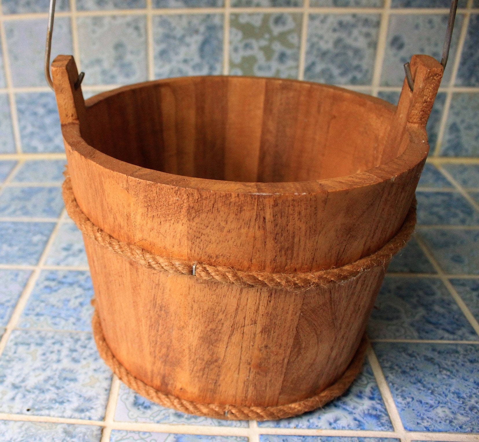 Vintage barrel bucket basket