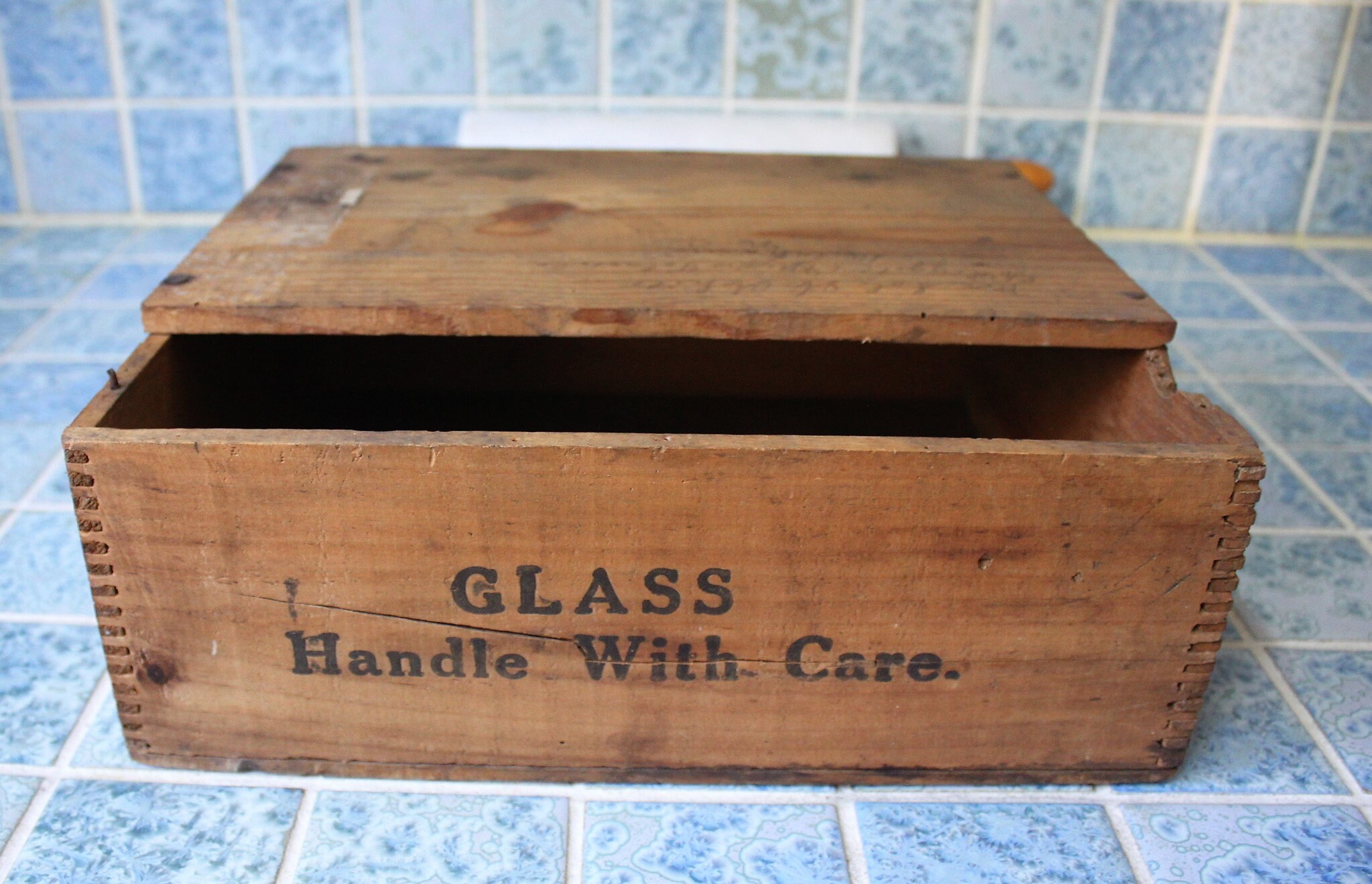 Antique Vintage Old Primitive Wood Tote Shipping Box