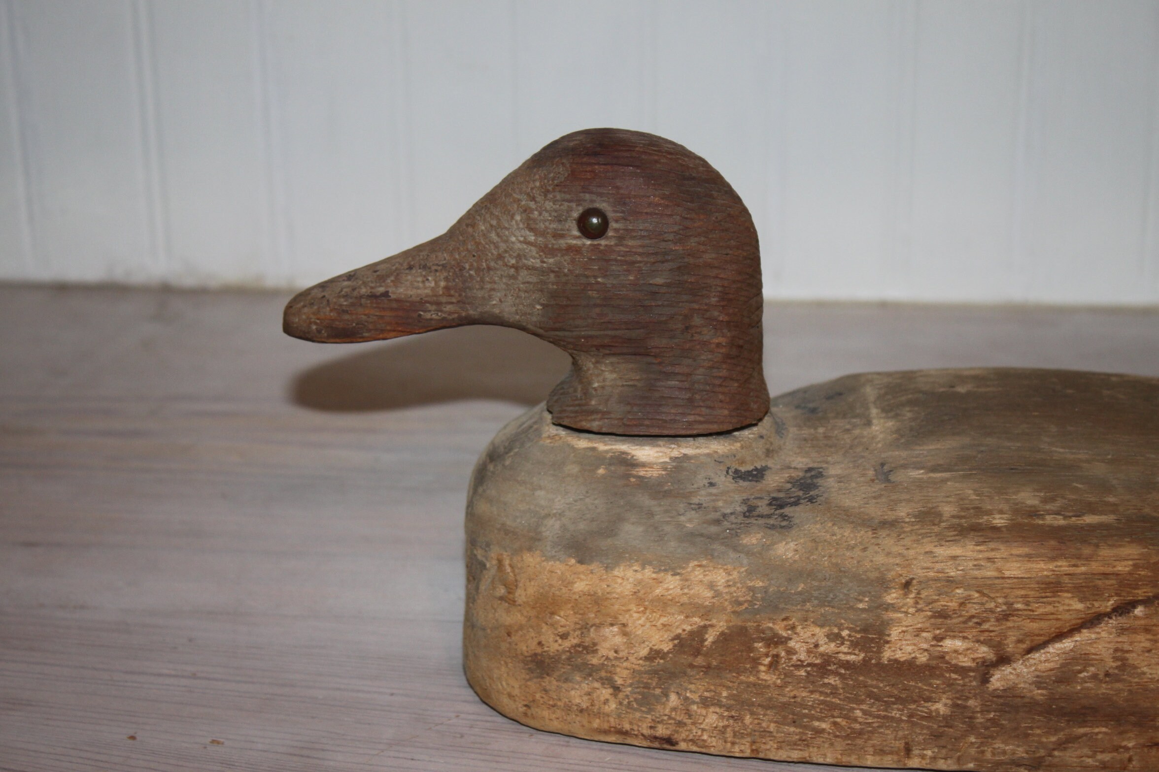 1930s Herter’s Balsa Wood Duck Decoy with Glass Eyes