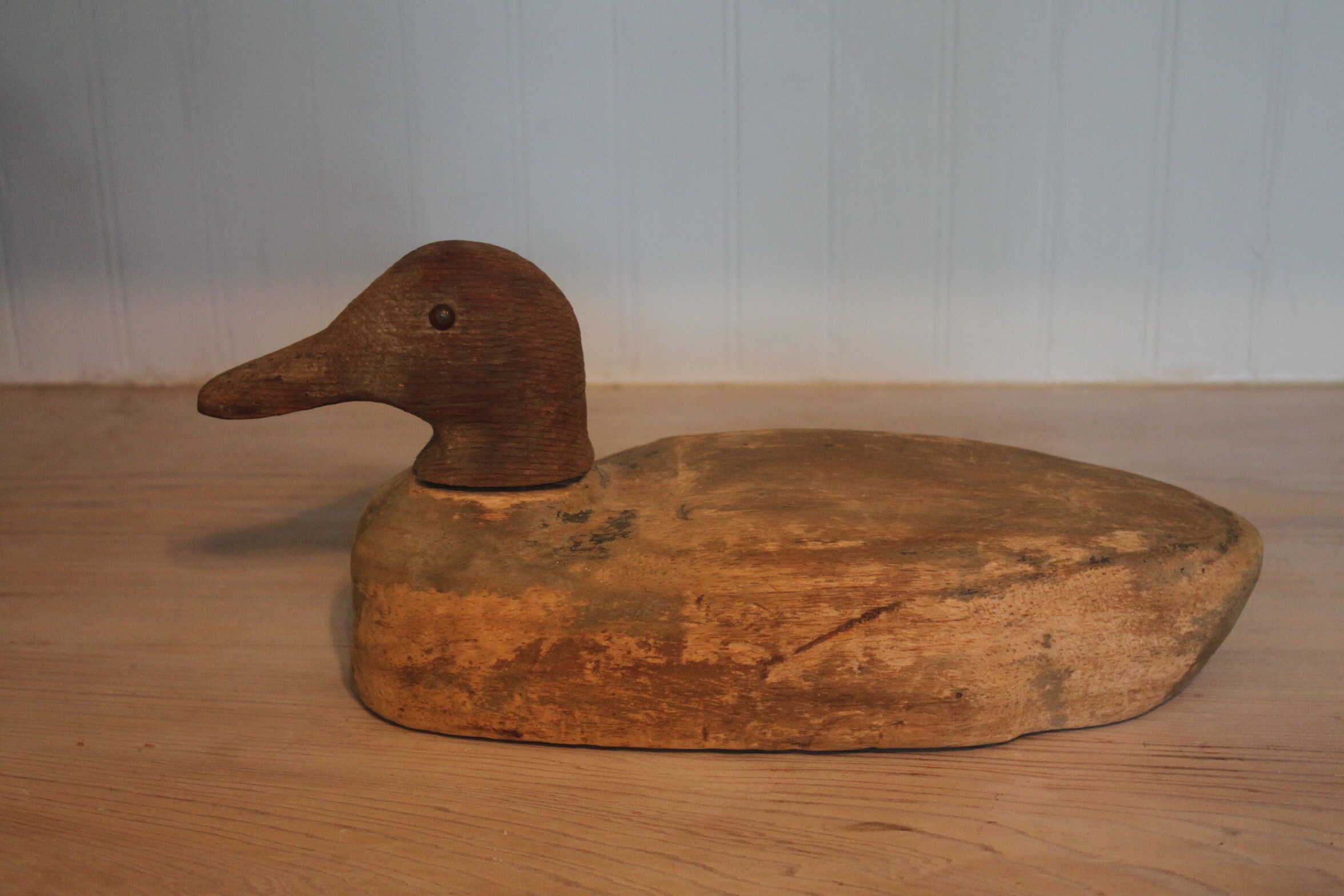 1930s Herter’s Balsa Wood Duck Decoy with Glass Eyes