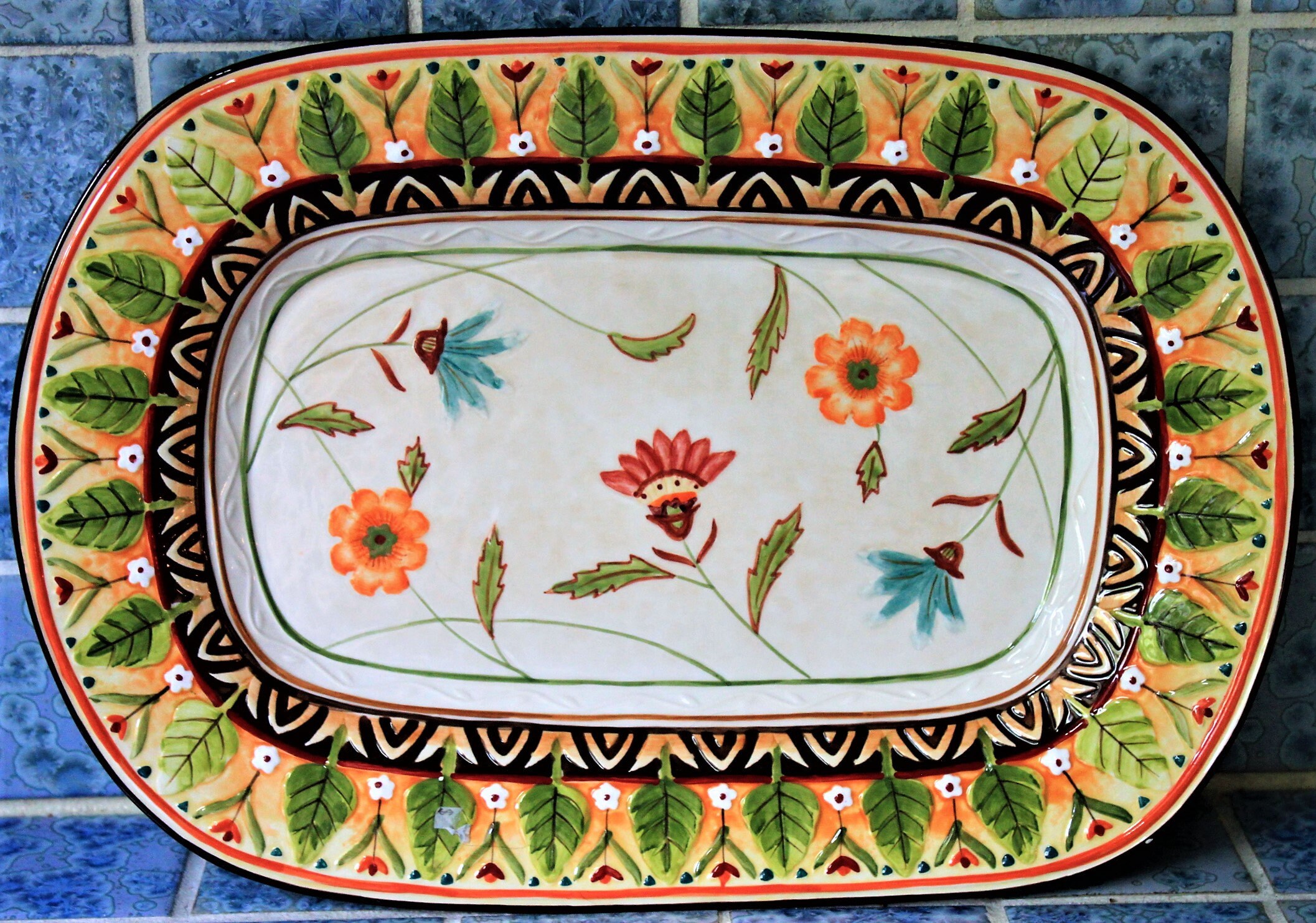 Serving platter, Fitz & Floyd, ceramic dish, plater, vegetable tray, decorative plate, collector