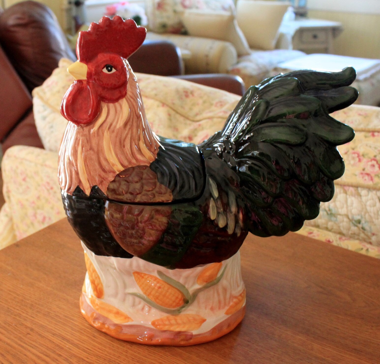 Handpainted Rooster Cookie Jar Canister