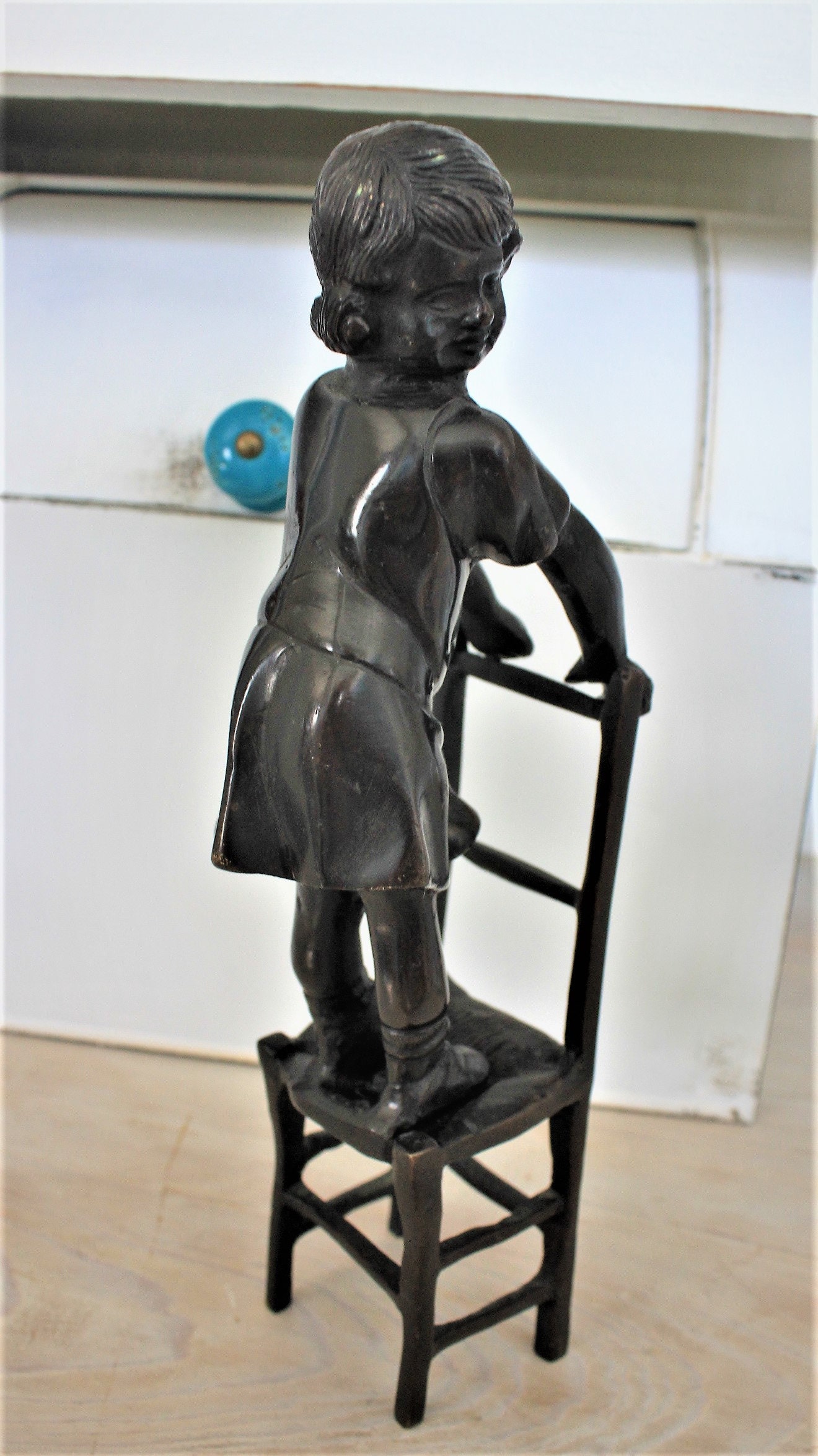 Antique Bronze Statue A Little Girl