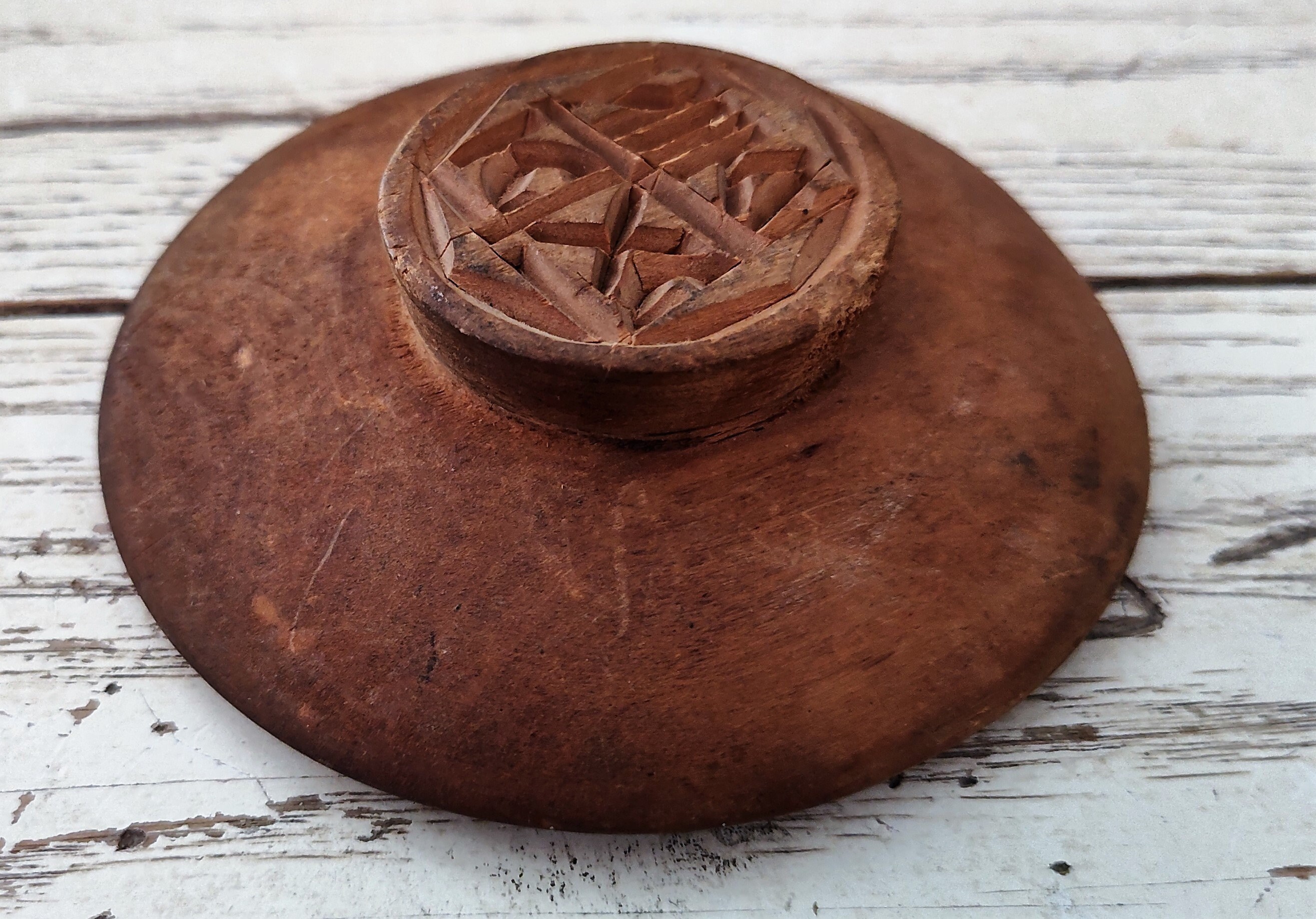 OLD ANTIQUE PRIMITIVE WOODEN RITUAL BREAD STAMP EARLY 20th