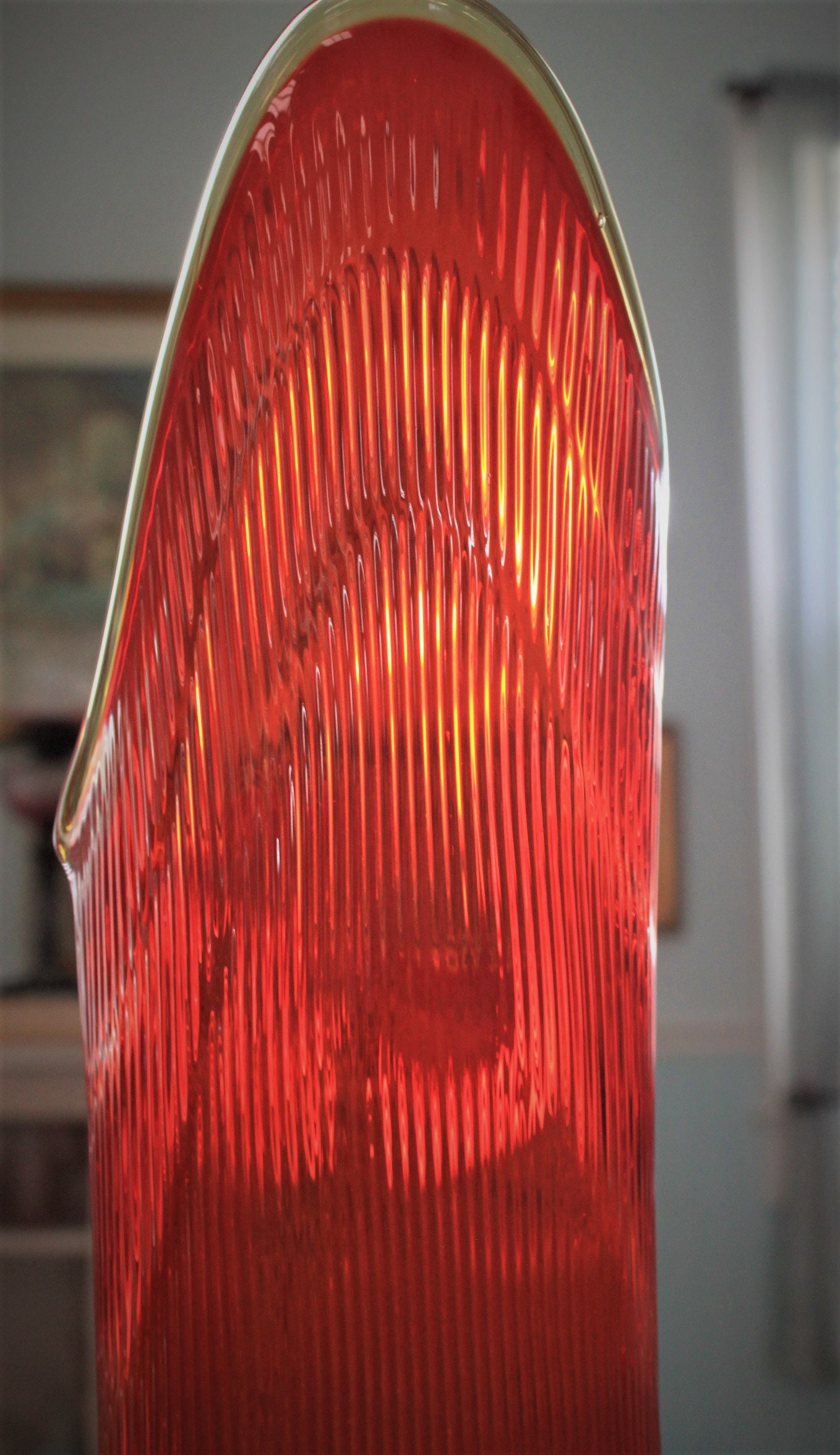 L.E Smith Viking HUGE Art Glass Floor Vase Orange