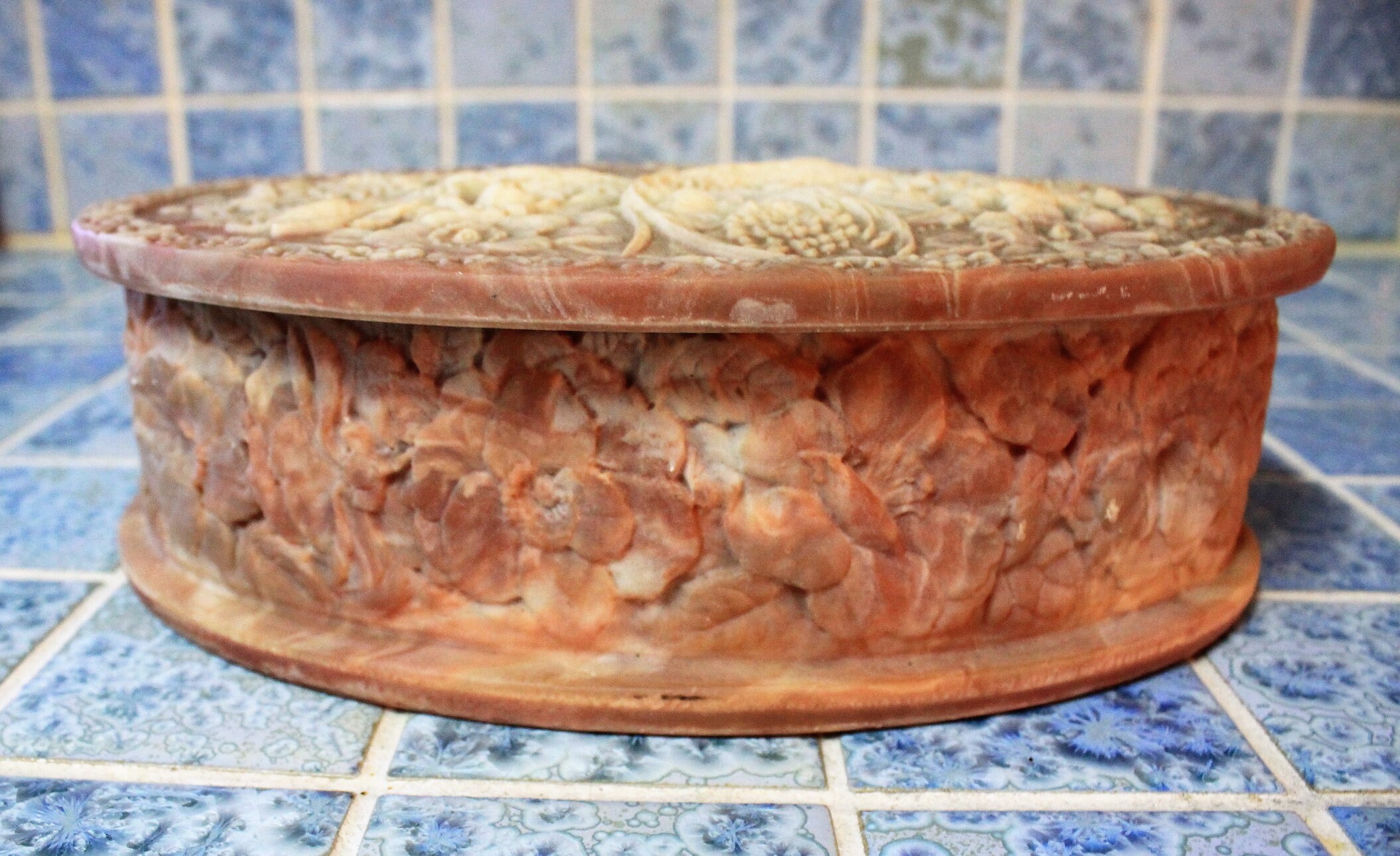 Vintage Jewelry Box Genuine Large Incolay Stone Birds of Paradise