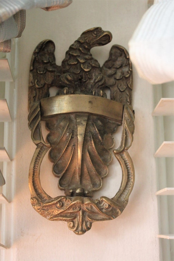 Large Antique Eagle Door Knocker 8 Solid Brass Door Knock Hardware Removed From Old Nc Home