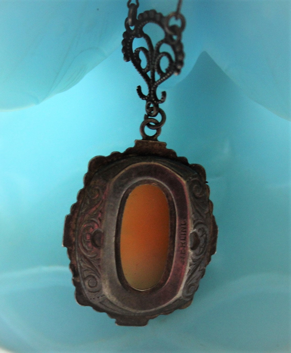 Antique Cameo Necklace, Sterling Silver Gold Filigree, Bib Style Necklace, Italian Italy Cameo