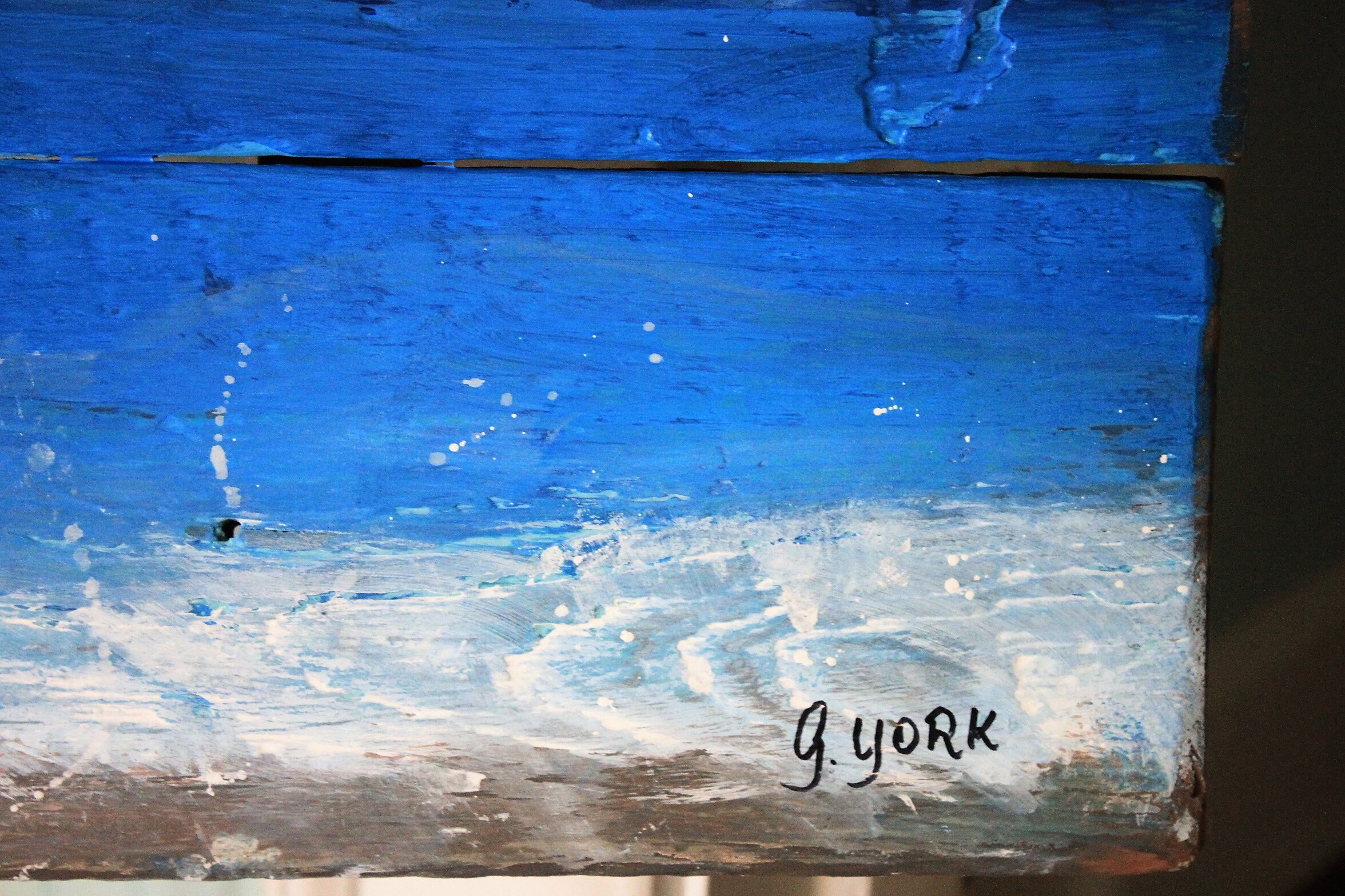 Reclaimed Wood Wall Art seascape ocean beach. Original Hand Painted