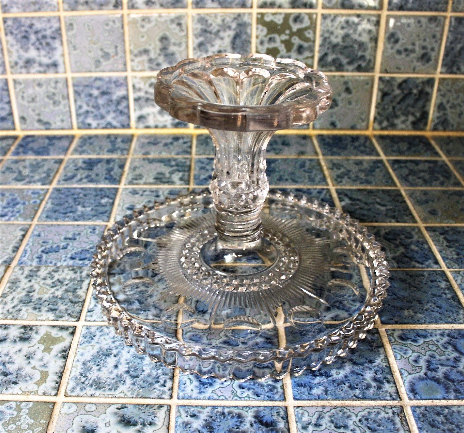 Early EAPG Cake platter with rum well in center