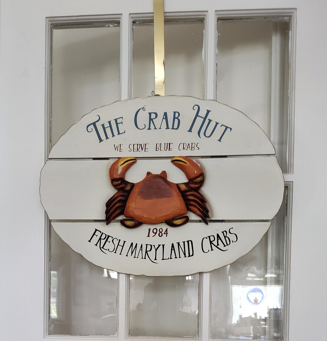 Deminsional Crab Sign, Crab Painting, the Crab Hut Sign, Maryland Blue