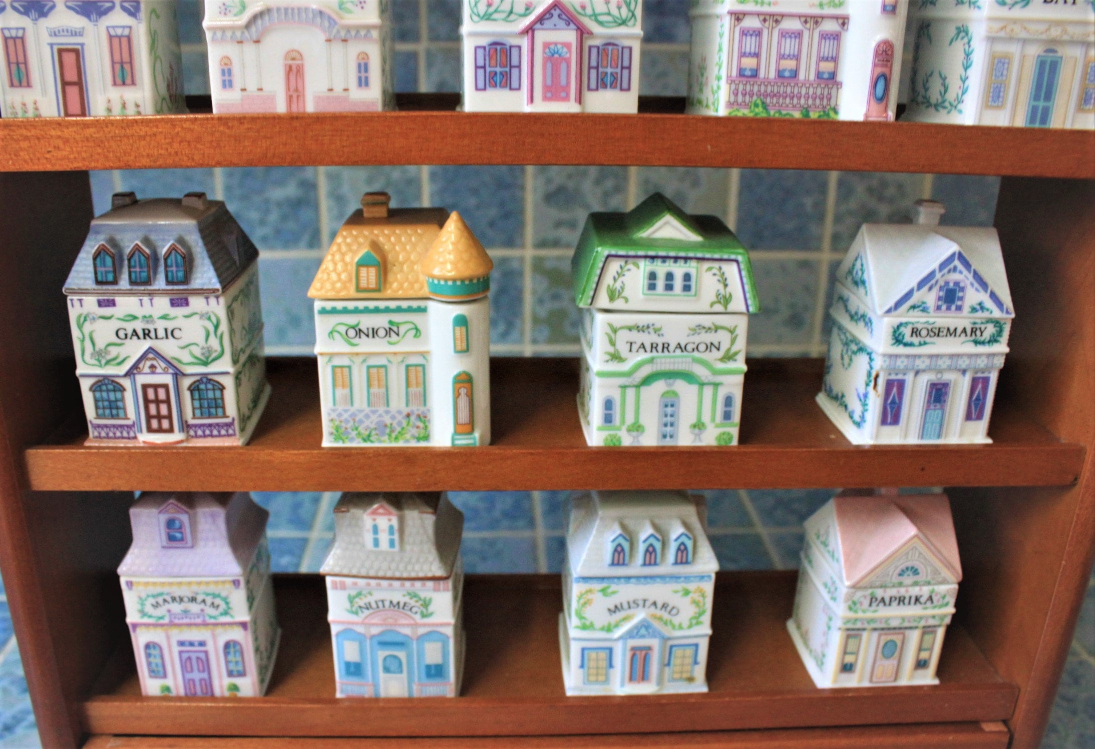 Lenox Spice Village Set 18 Porcelain jars, some spice occupants, with