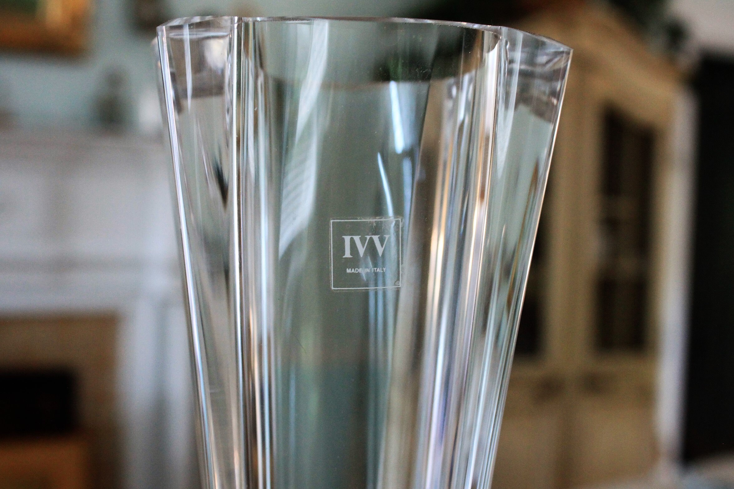 Vintage IVV Hand Blown Thick Glass 35 Tall Vase