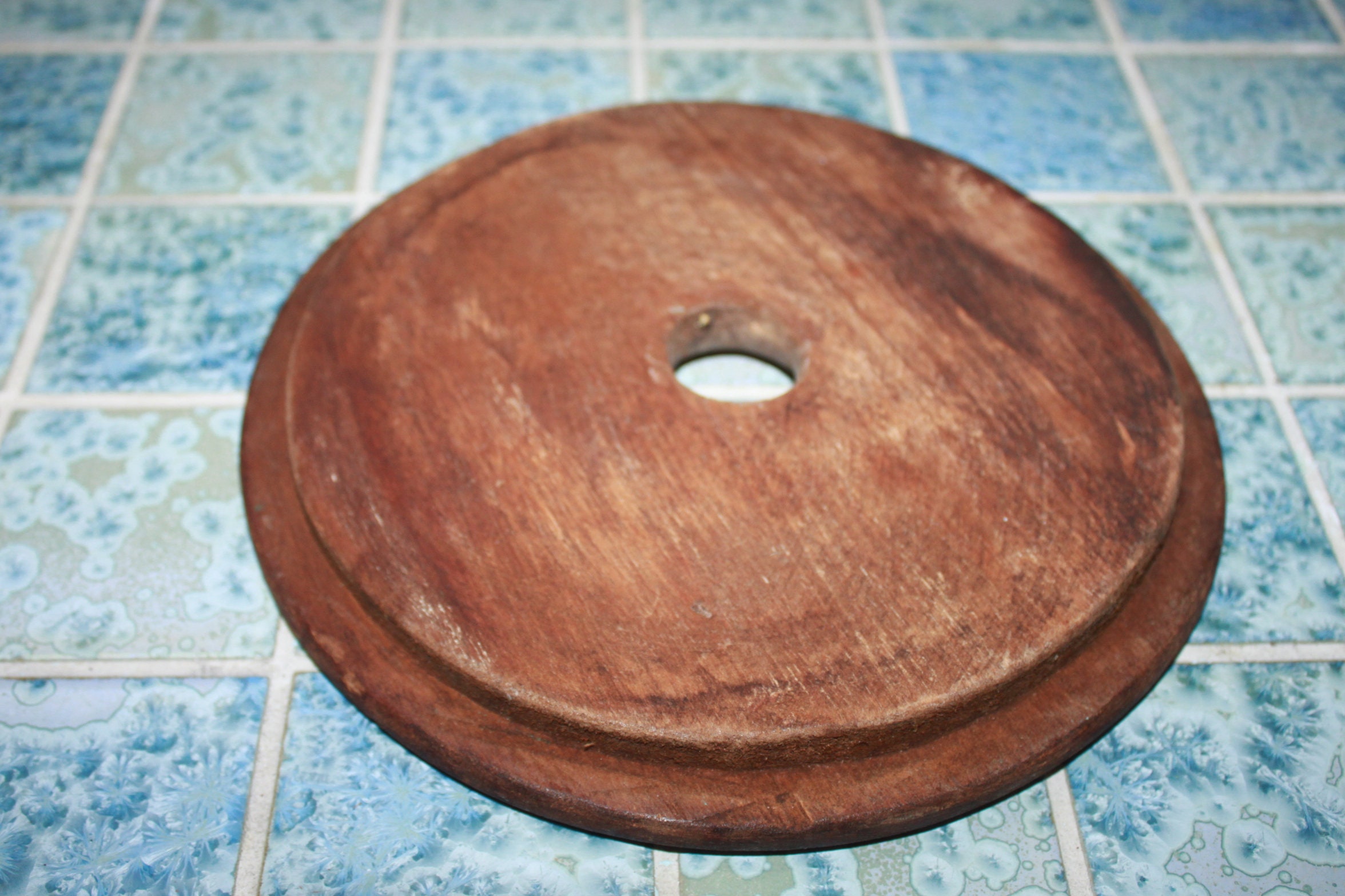 Primitive Large Vintage Hand Crafted Old Oak Wooden Slat Banded Butter