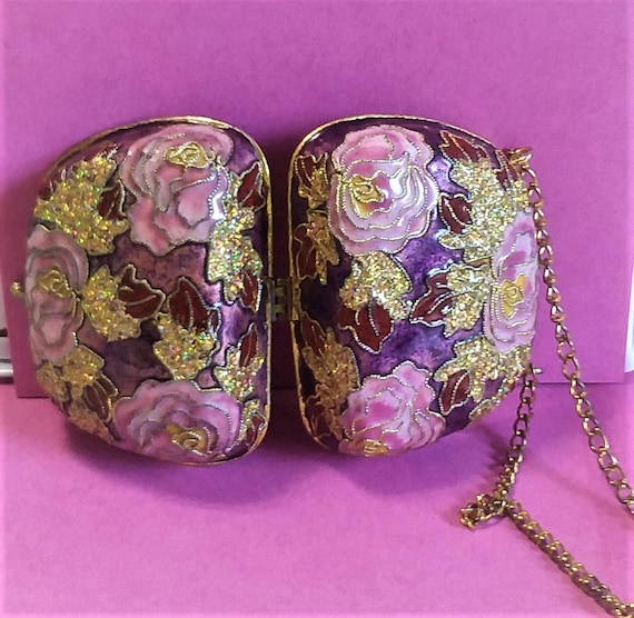 Cloisonné Purse, Enamel Purse, Enamel Brass Purse,