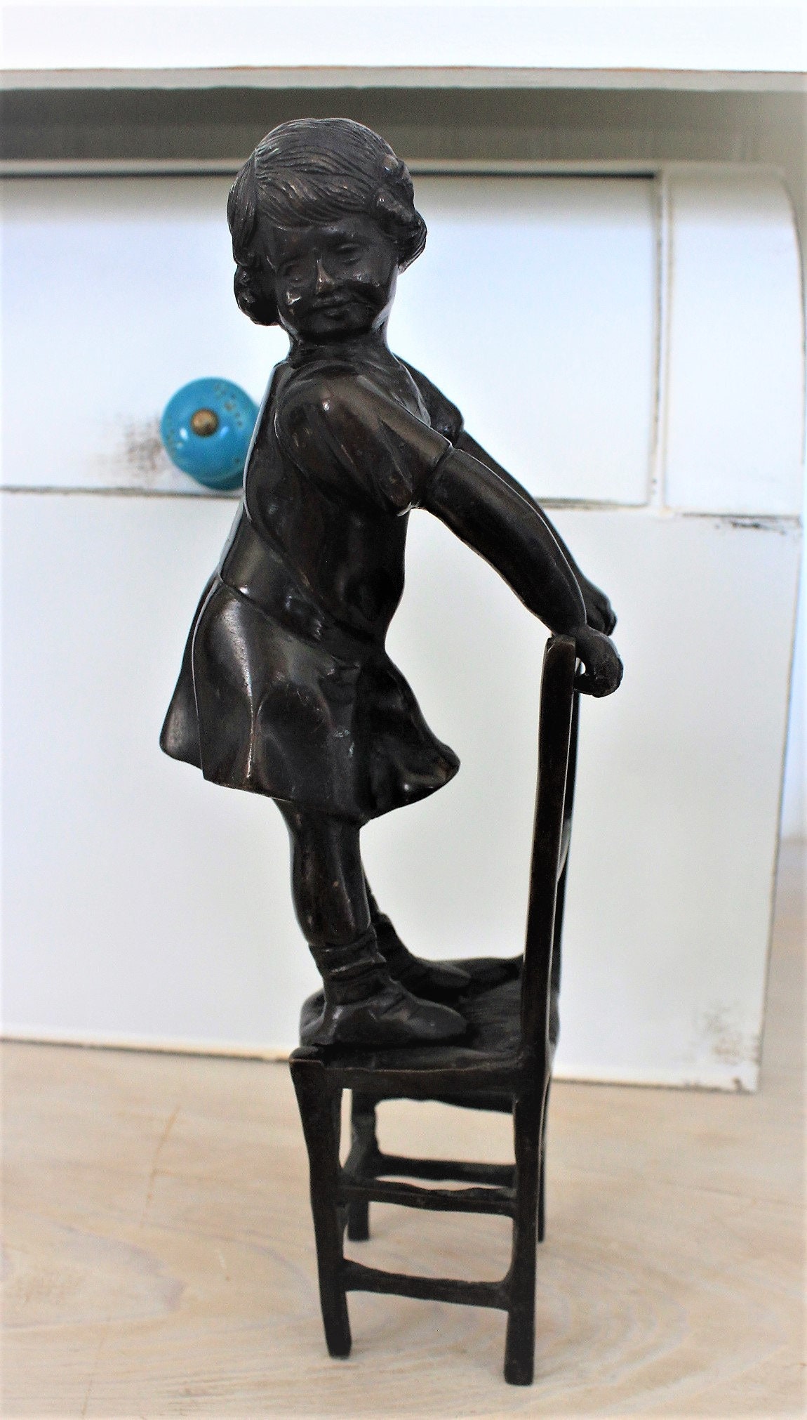 Antique Bronze Statue A Little Girl