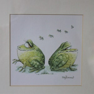 Framed Art Prints Watercolors by UK Artist Judy Rossouw, Frogs in Love ...