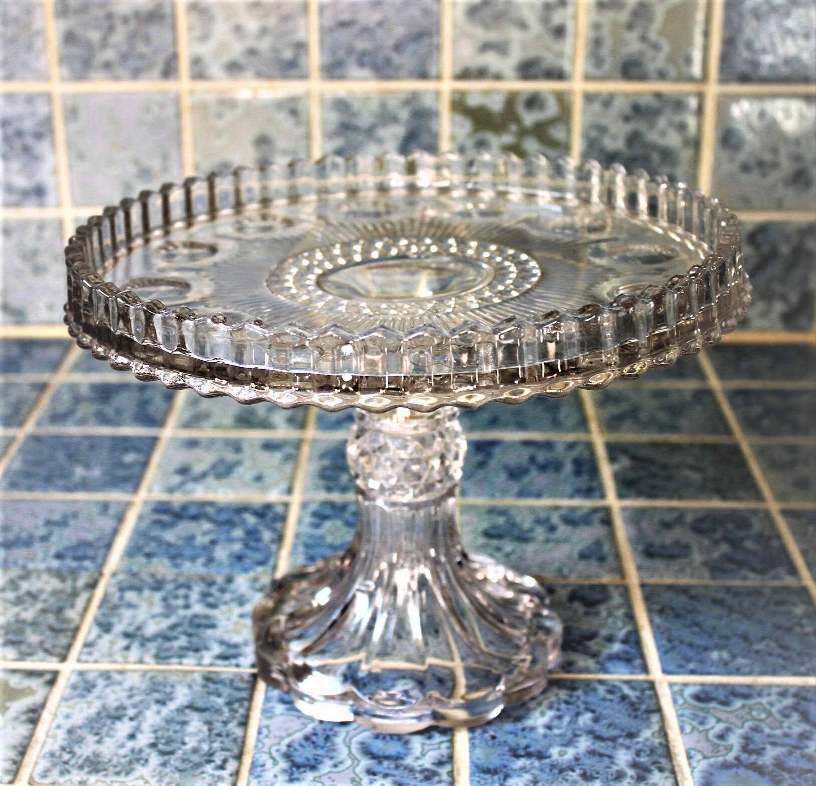 Early EAPG Cake platter with rum well in center