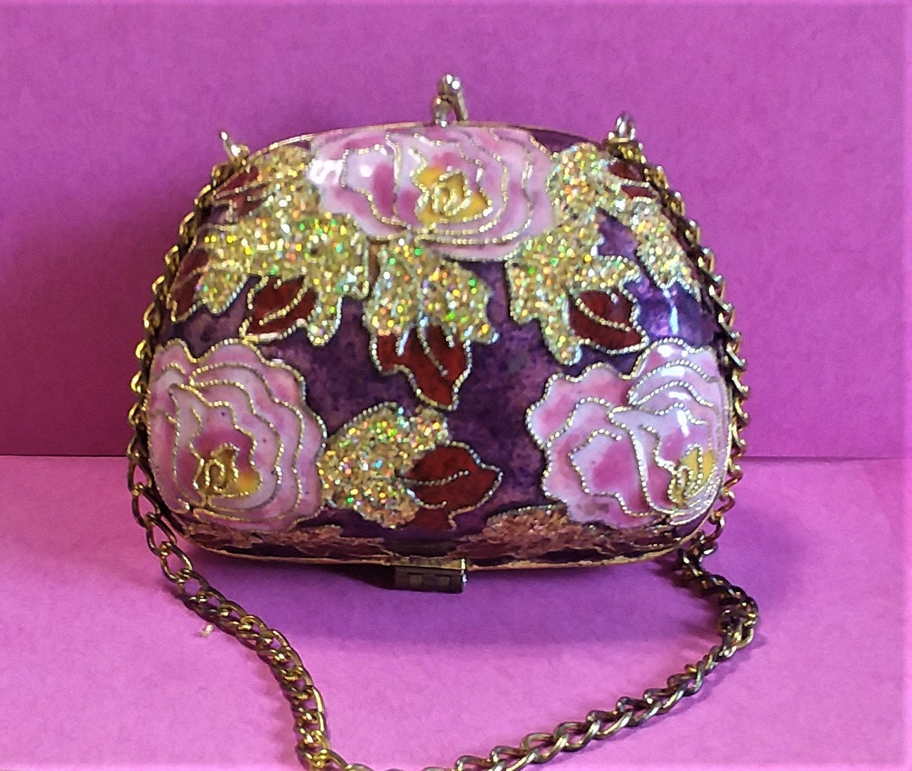 Cloisonné Purse, Enamel Purse, Enamel Brass Purse, Cloisonné Enamel