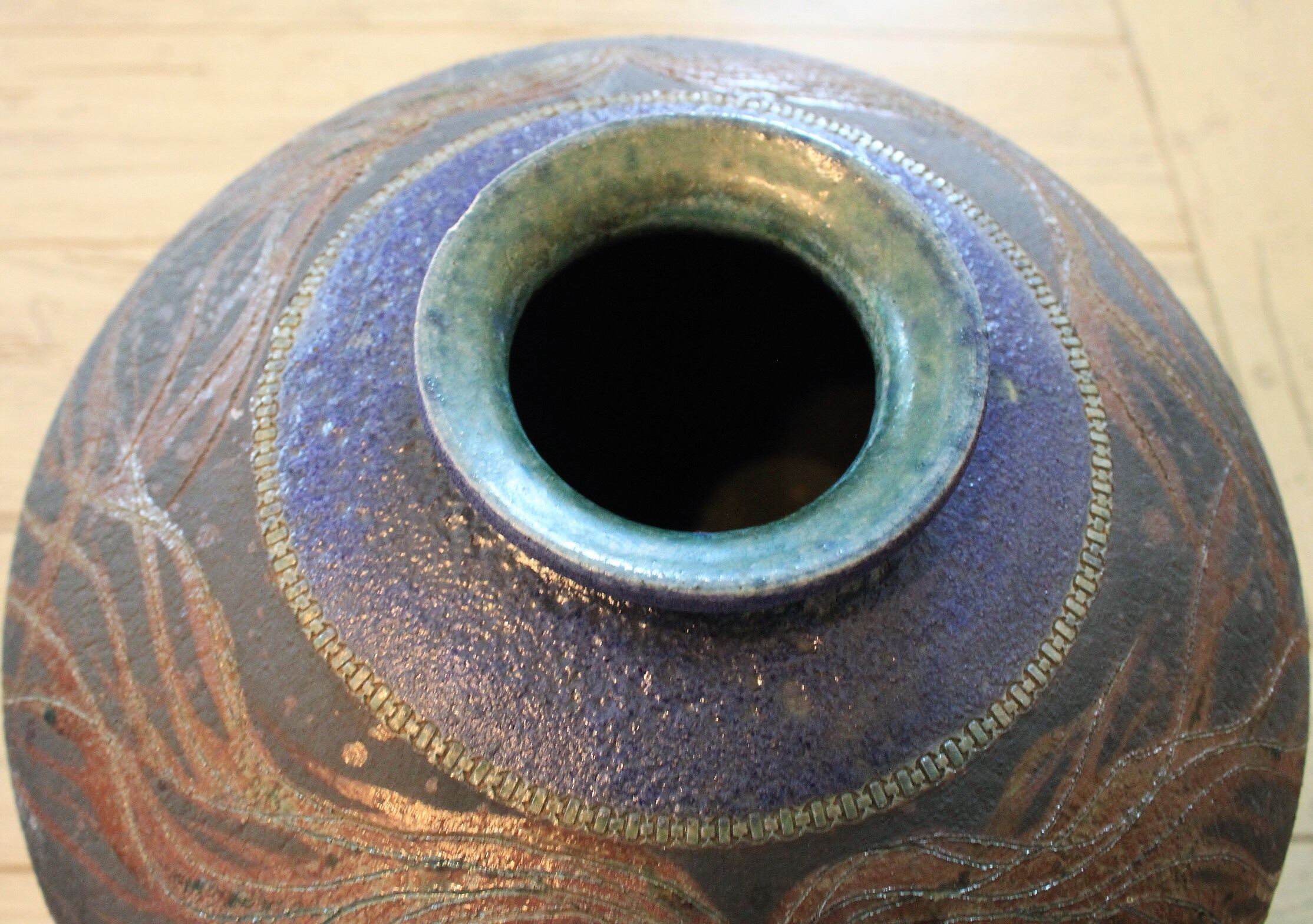 Vintage Raku Pottery Vase Signed by Artist Bill Capshaw