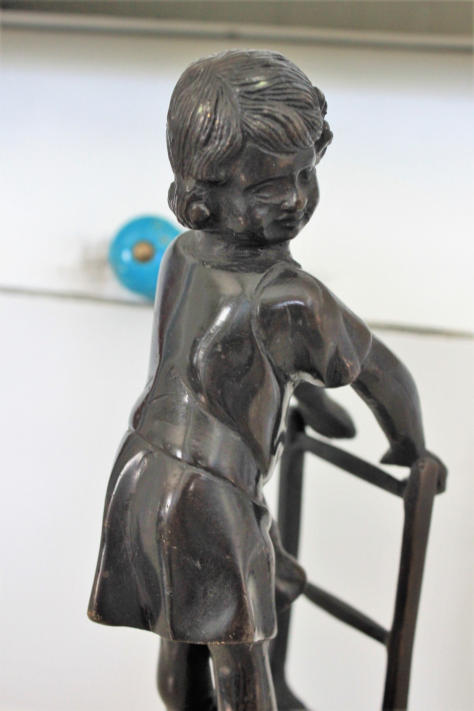 Antique Bronze Statue A Little Girl