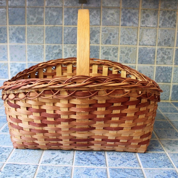 Vintage Split- White Oak Basket Rectangular with Handle