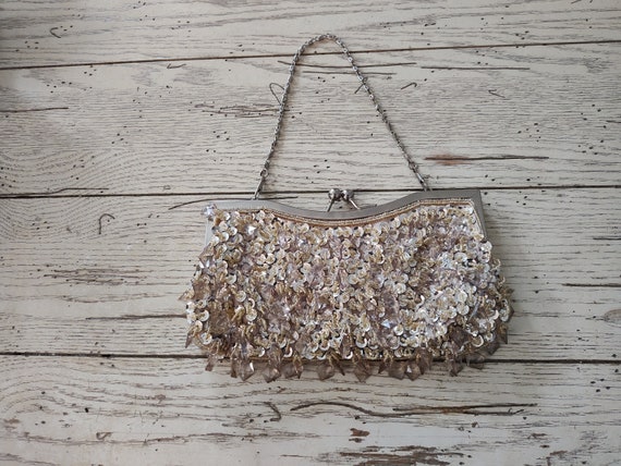 Vintage Evening Bag Lucite Teardrops and Seed Bea… - image 5