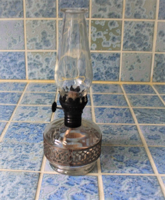 Vintage Oil Lamp Decorative Oil Lantern Pewter Colored Band 8 Etsy