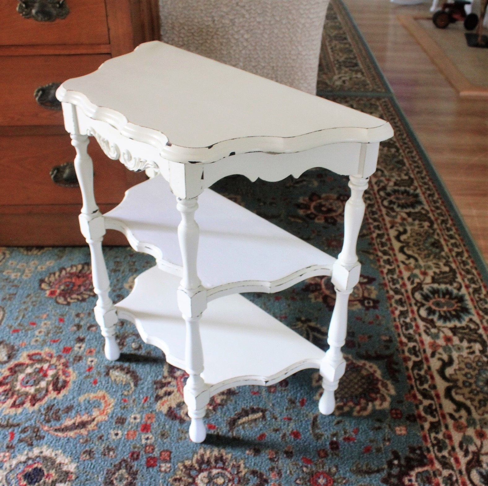 Antique half moon table with drawer online
