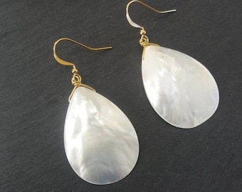 Mother of Pearl Earrings White Mother of Pearl  Earrings Drop Beach Earrings Beach Wedding Earrings