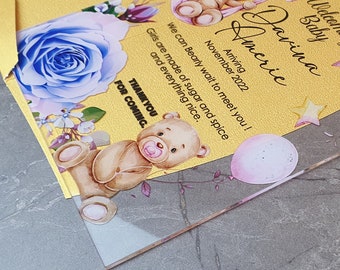 Teddy Bear Invitation Baby Shower  Welcoming Baby , invitation Designs, Birthday Bearly Party Clear Invitations